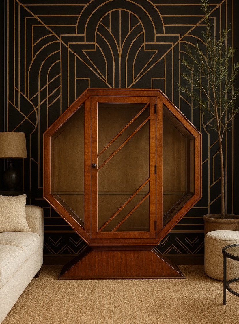 Rurka Art Deco Display Cabinet In Burr Walnut