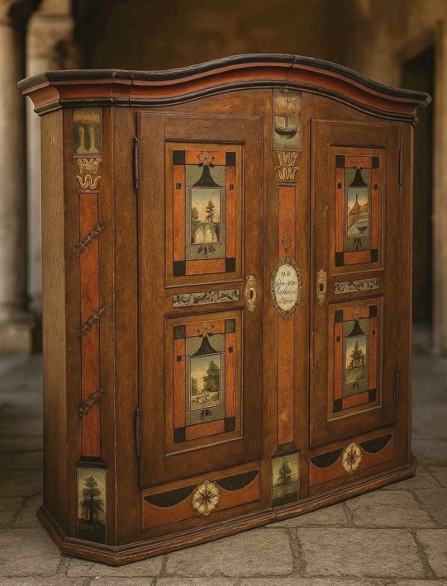 Armoire bavaroise peinte antique