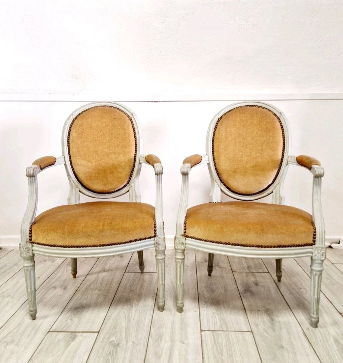 Pair Of Antique French Louis XVI Period Chairs-photo-2