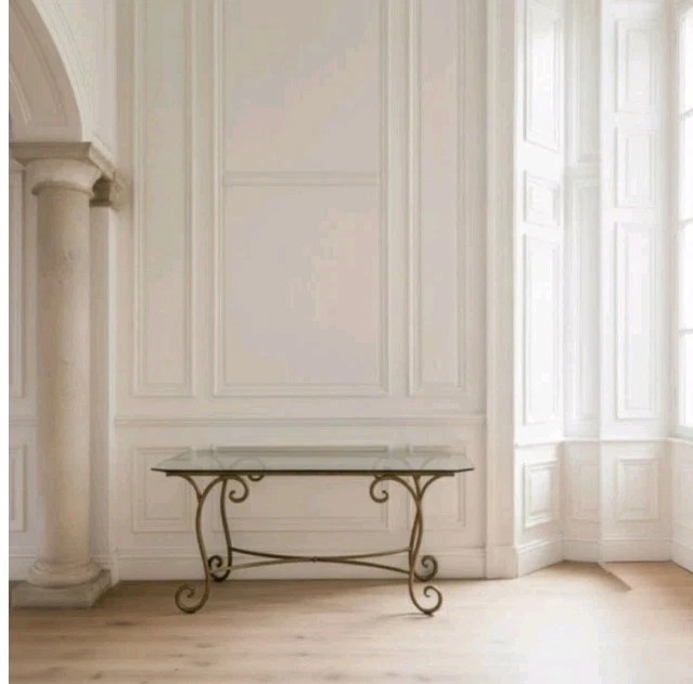Vintage Glass And Metal Console
