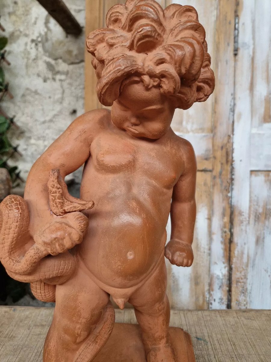 Ancient Hercules Sculpture Signed Marcel Courbier-photo-2