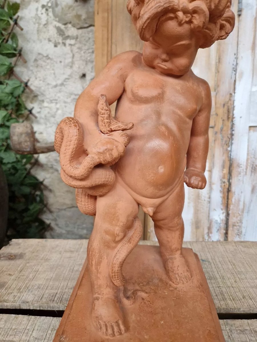 Ancient Hercules Sculpture Signed Marcel Courbier-photo-3