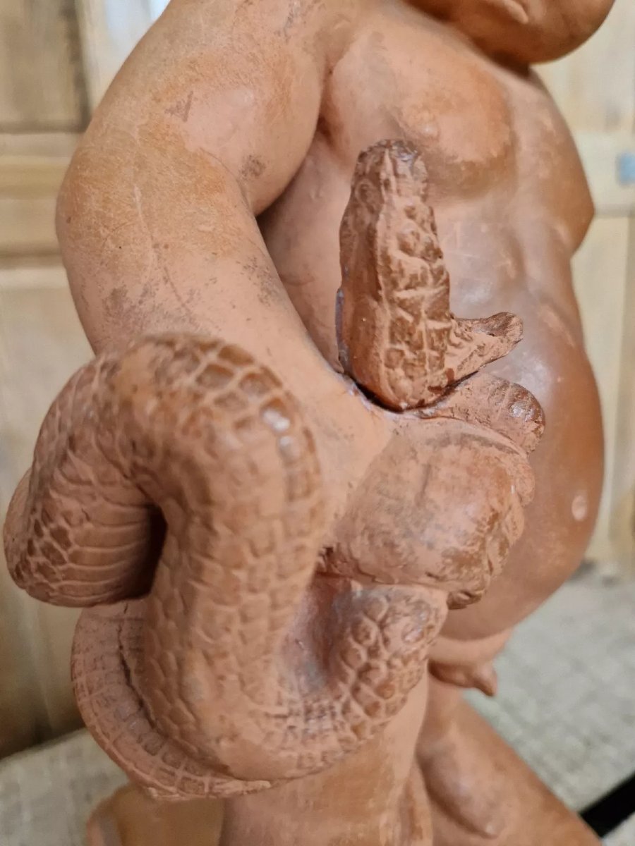 Ancient Hercules Sculpture Signed Marcel Courbier-photo-3
