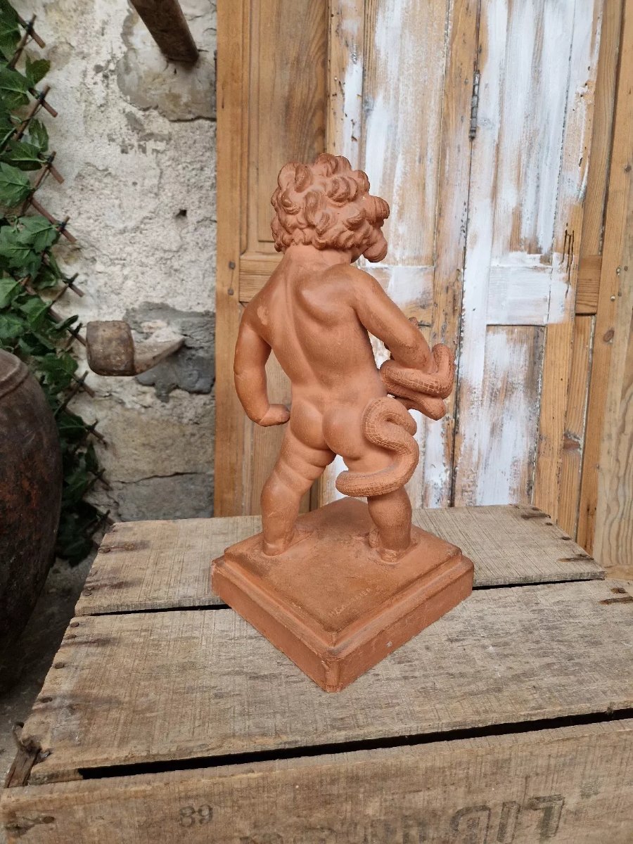 Ancient Hercules Sculpture Signed Marcel Courbier-photo-4