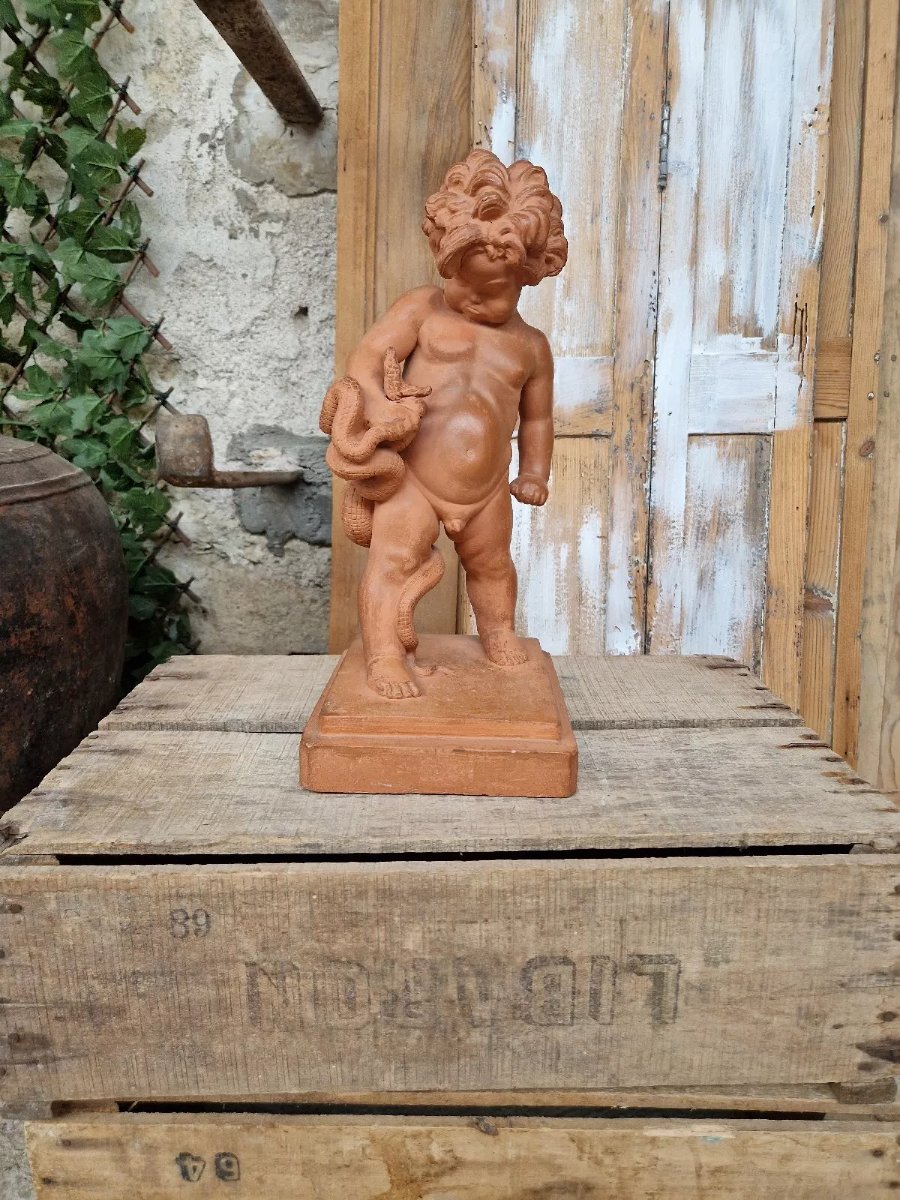 Ancient Hercules Sculpture Signed Marcel Courbier-photo-5