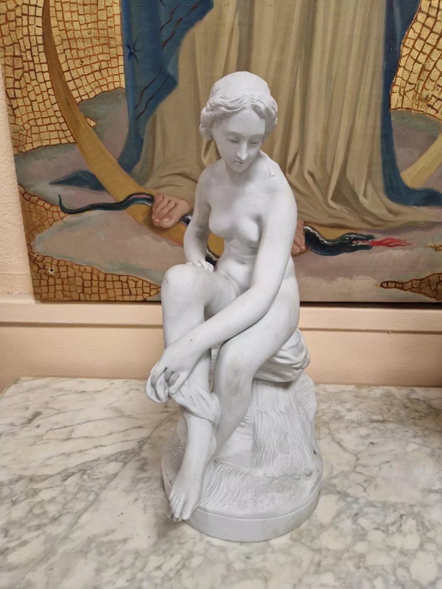 Antique Sculpture Of Diana Bathing After Falconet-photo-2