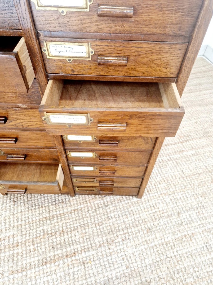 Antique Mahogany 18 Drawer Index Cabinet-photo-2