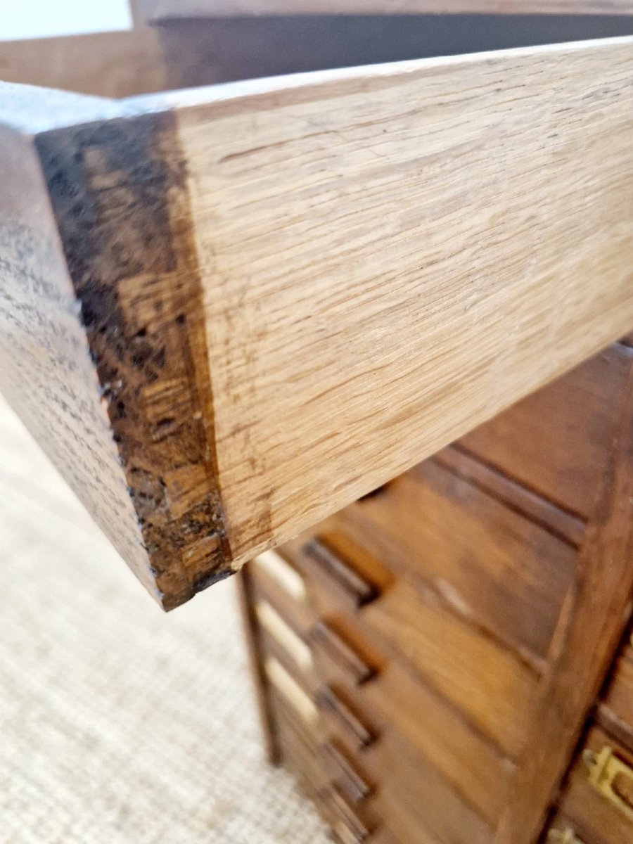 Antique Mahogany 18 Drawer Index Cabinet-photo-4