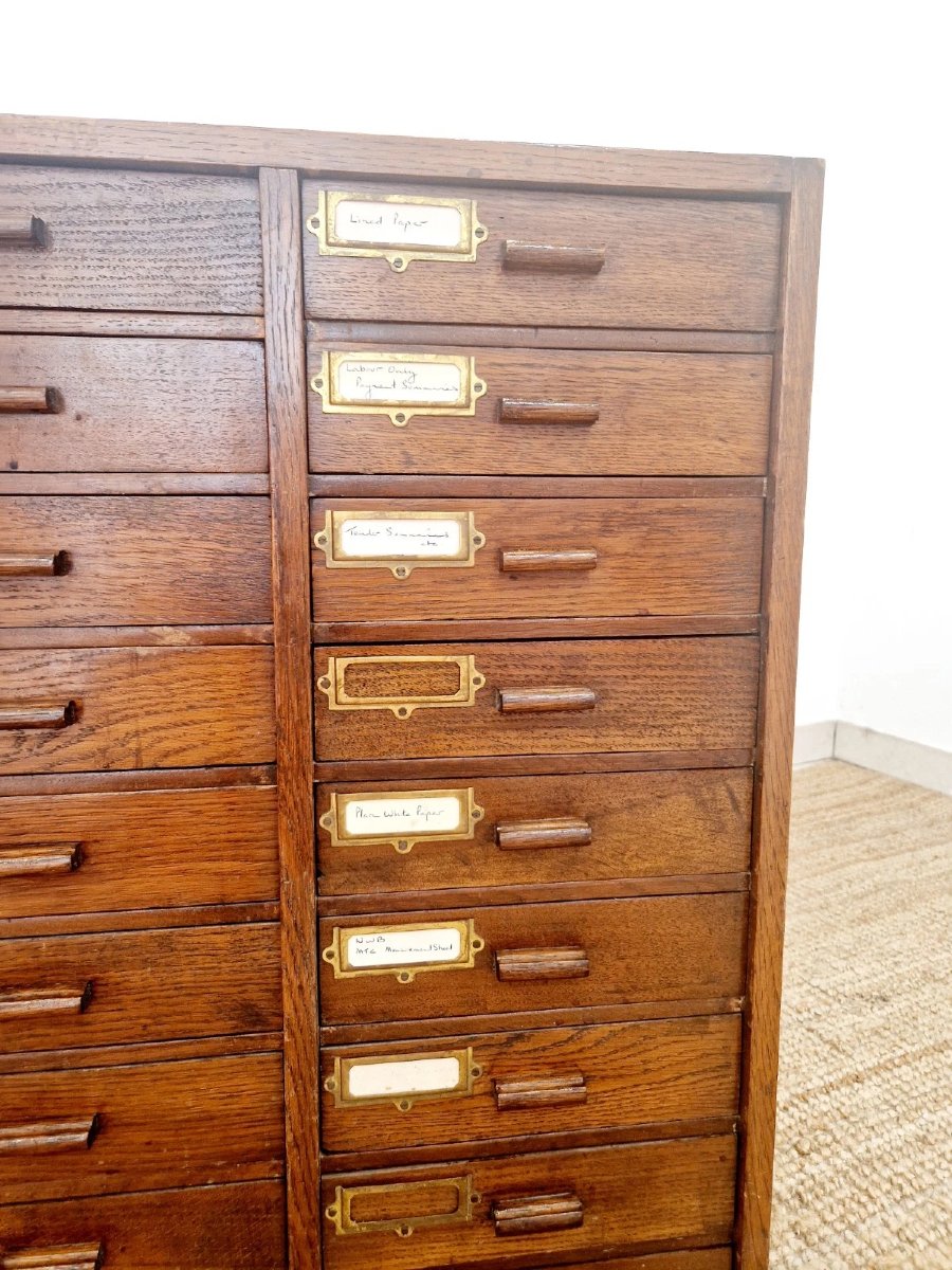 Antique Mahogany 18 Drawer Index Cabinet-photo-6