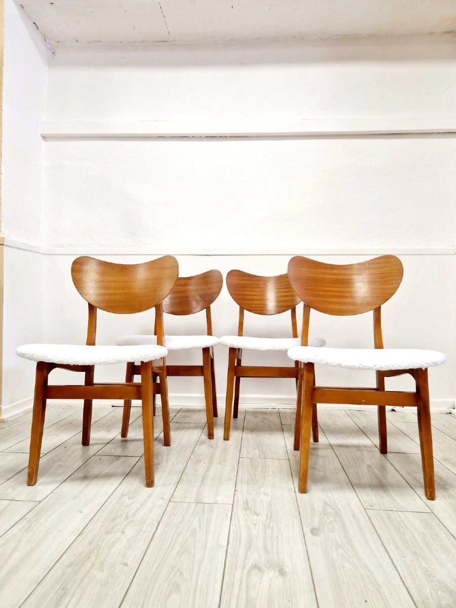 4 chaises de salle à manger à dossier papillon du milieu du siècle-photo-2