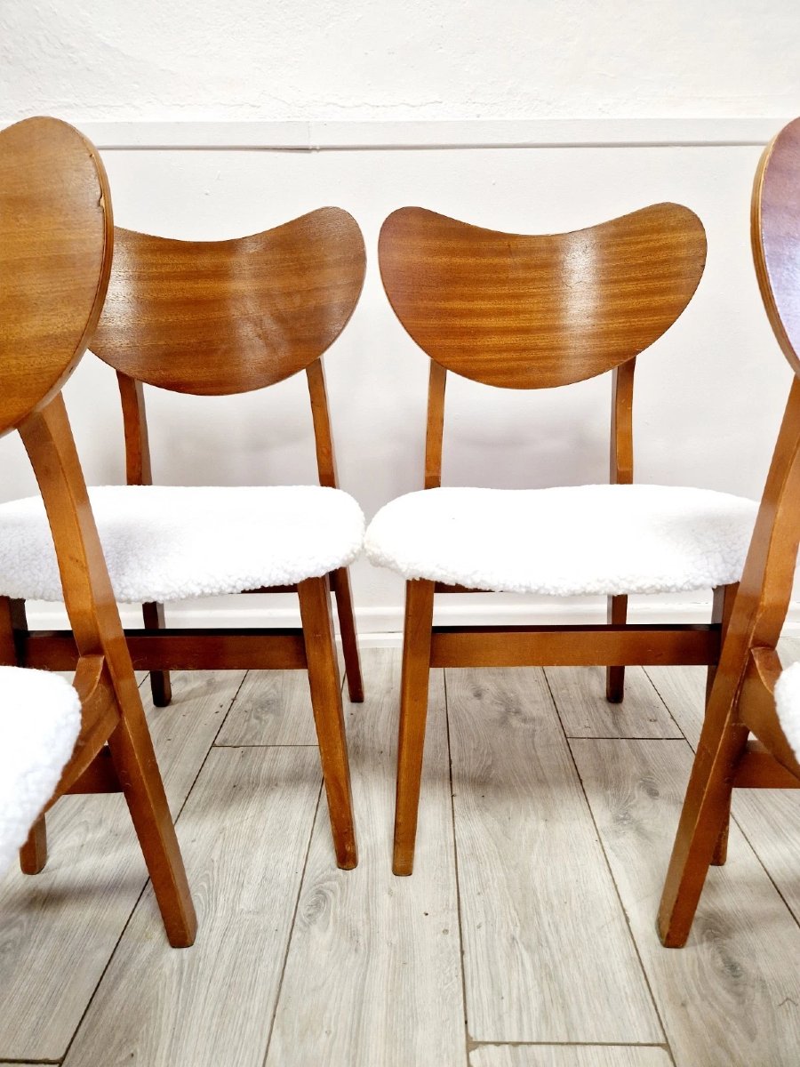 4 chaises de salle à manger à dossier papillon du milieu du siècle-photo-4