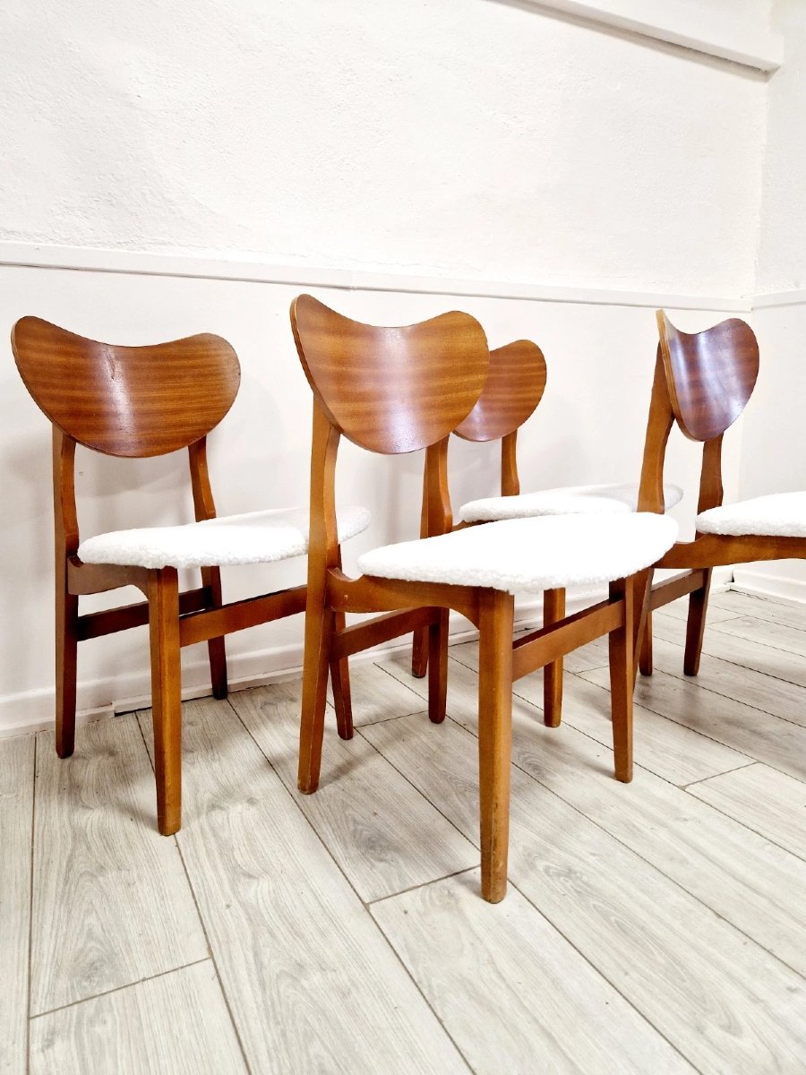 4 chaises de salle à manger à dossier papillon du milieu du siècle-photo-4