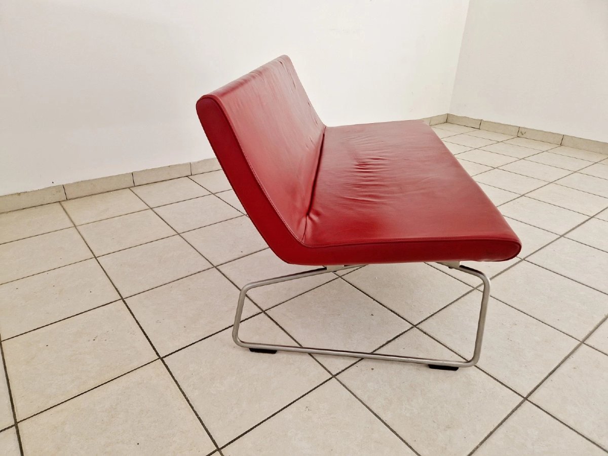 Canapé vintage en cuir rouge ultraléger, Barber and Osgerby pour Cappellini-photo-3