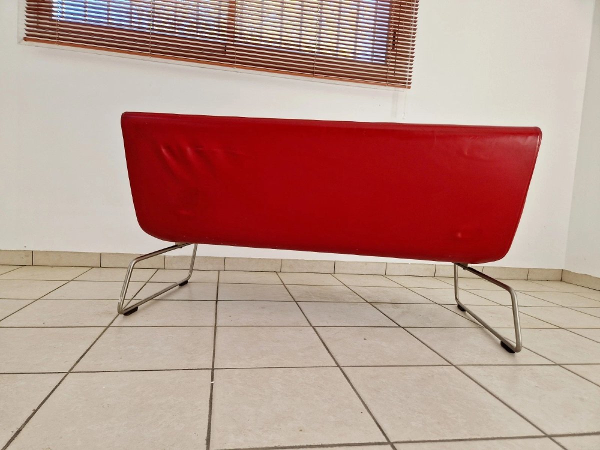 Canapé vintage en cuir rouge ultraléger, Barber and Osgerby pour Cappellini-photo-3
