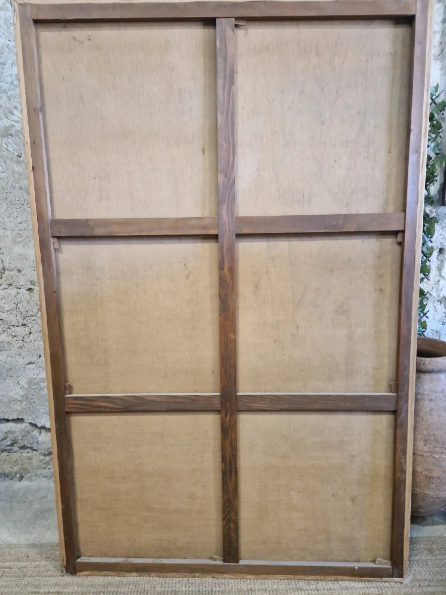 Large Antique Oil Painting Of Famous Tapestry-photo-2