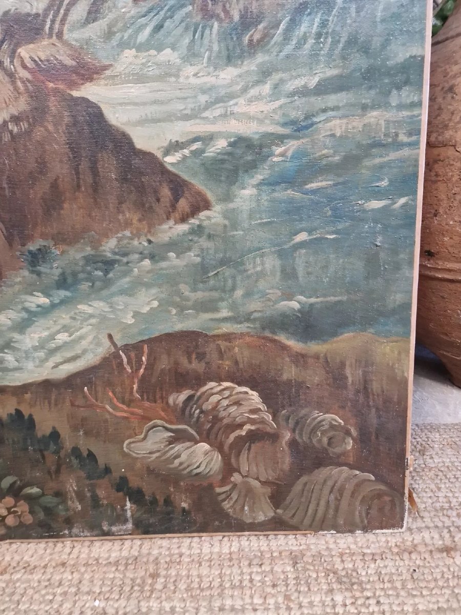 Large Antique Oil Painting Of Famous Tapestry-photo-3