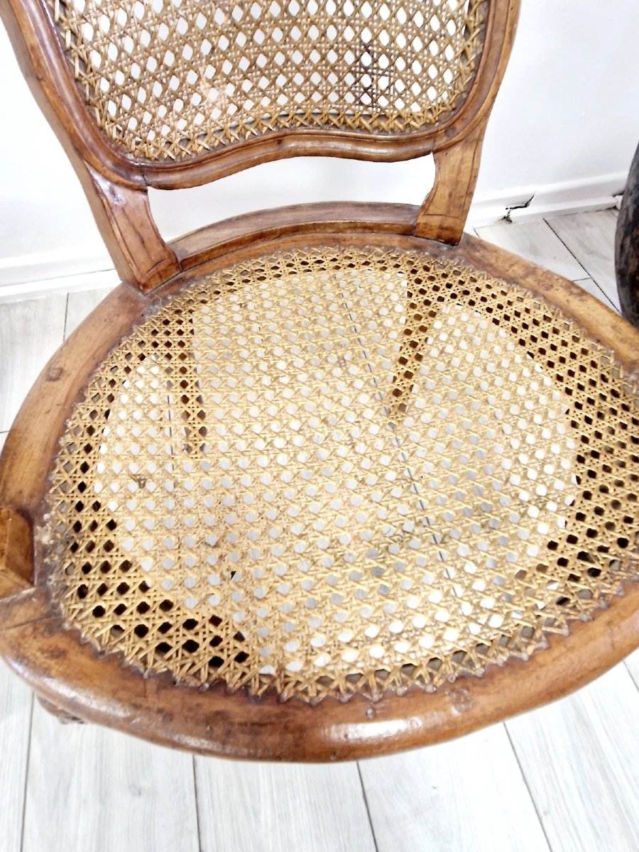 Antique Cane Armchairs, Louis XVI Style-photo-7