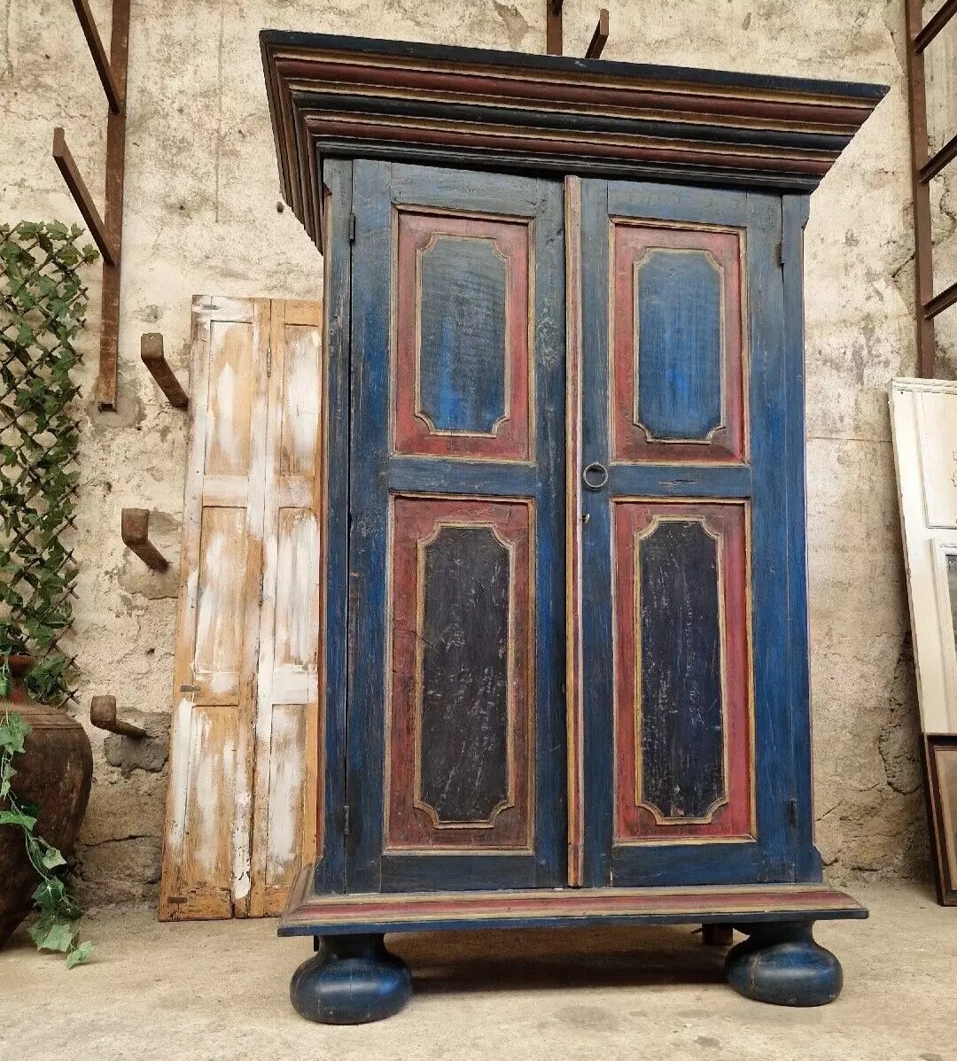 Antique Painted Bavarian Wardrobe-photo-2