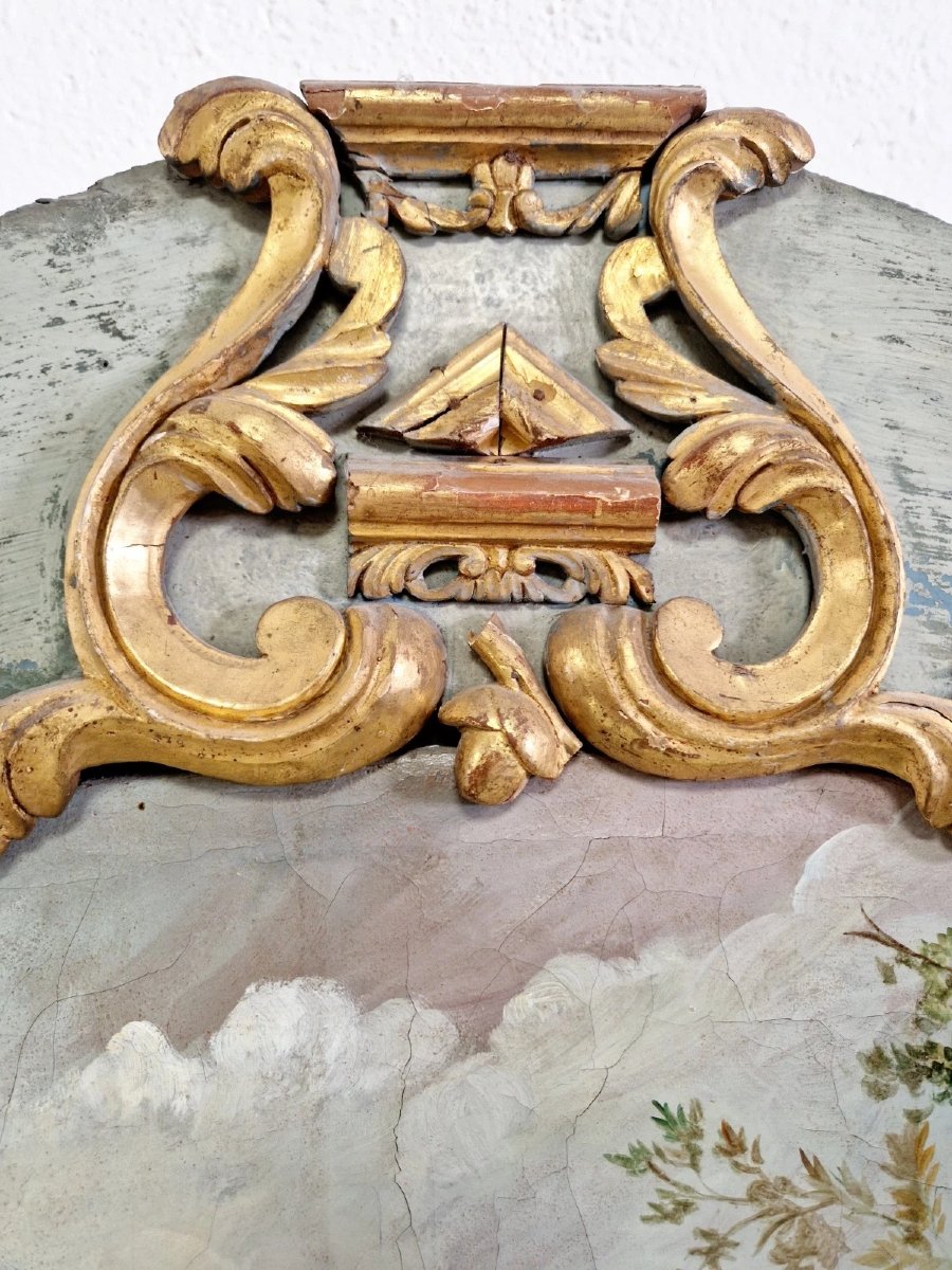 Trumeau ancien français, miroir peint à l'huile, style Louis XVI-photo-3