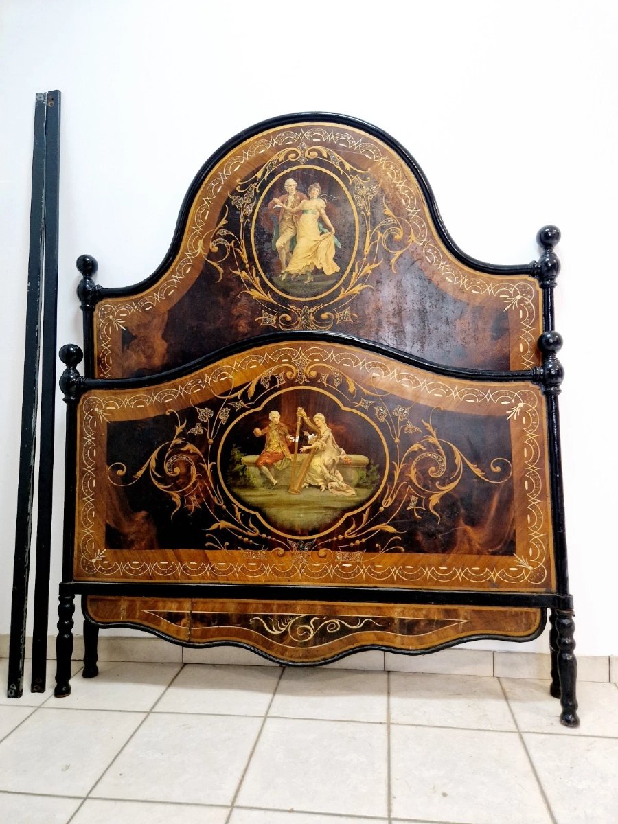 Antique Italian Napoleon III Double Bed-photo-5