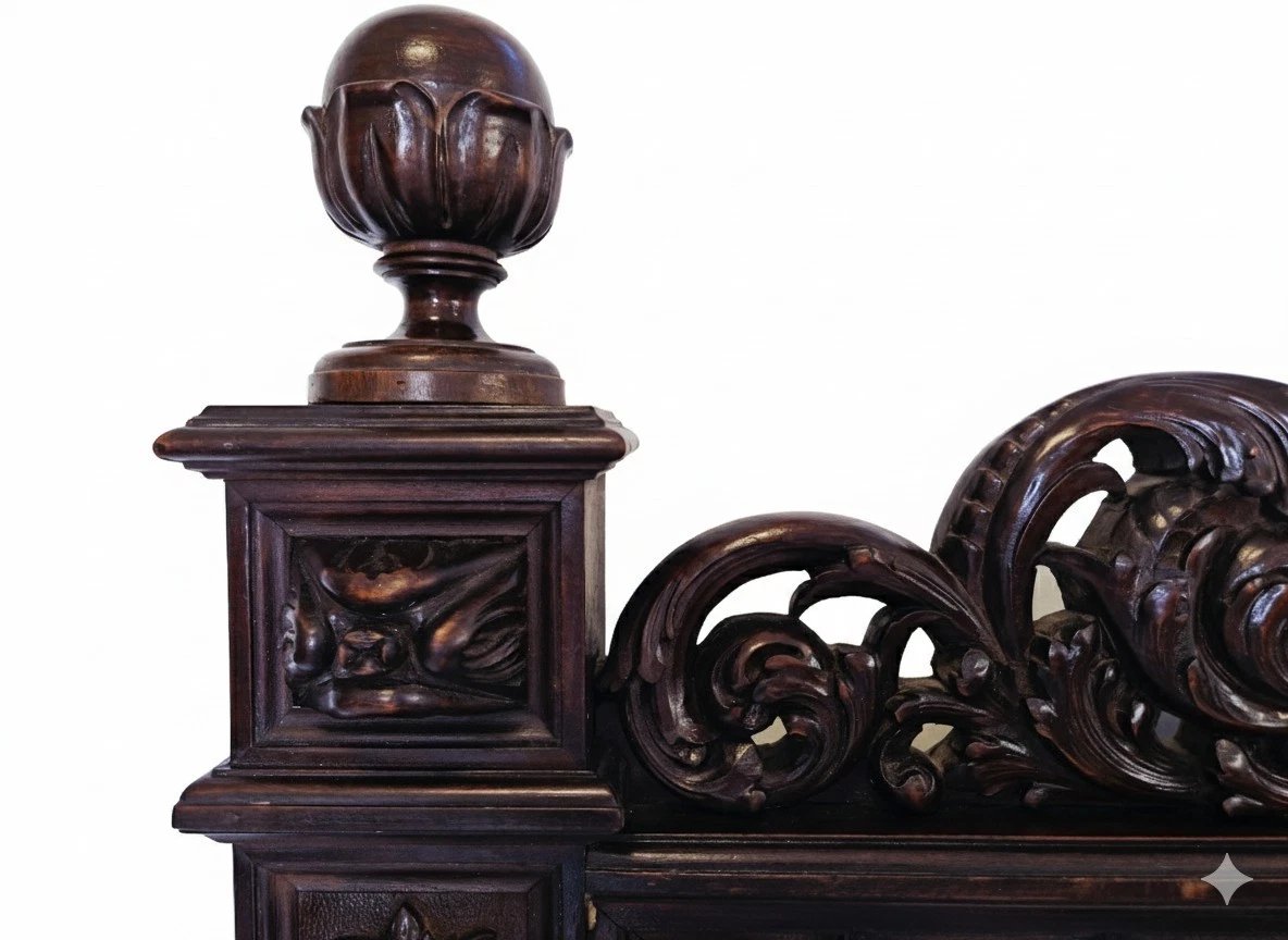 Antique Italian Renaissance-style King-size Bed-photo-2