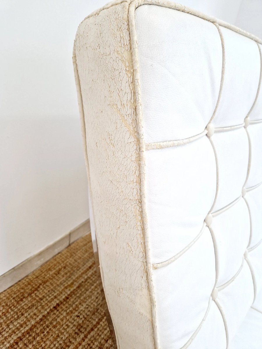 Mid-century Barcelona-style White Sofa-photo-3