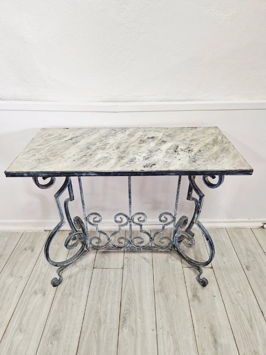 Vintage Metal Console Table-photo-2