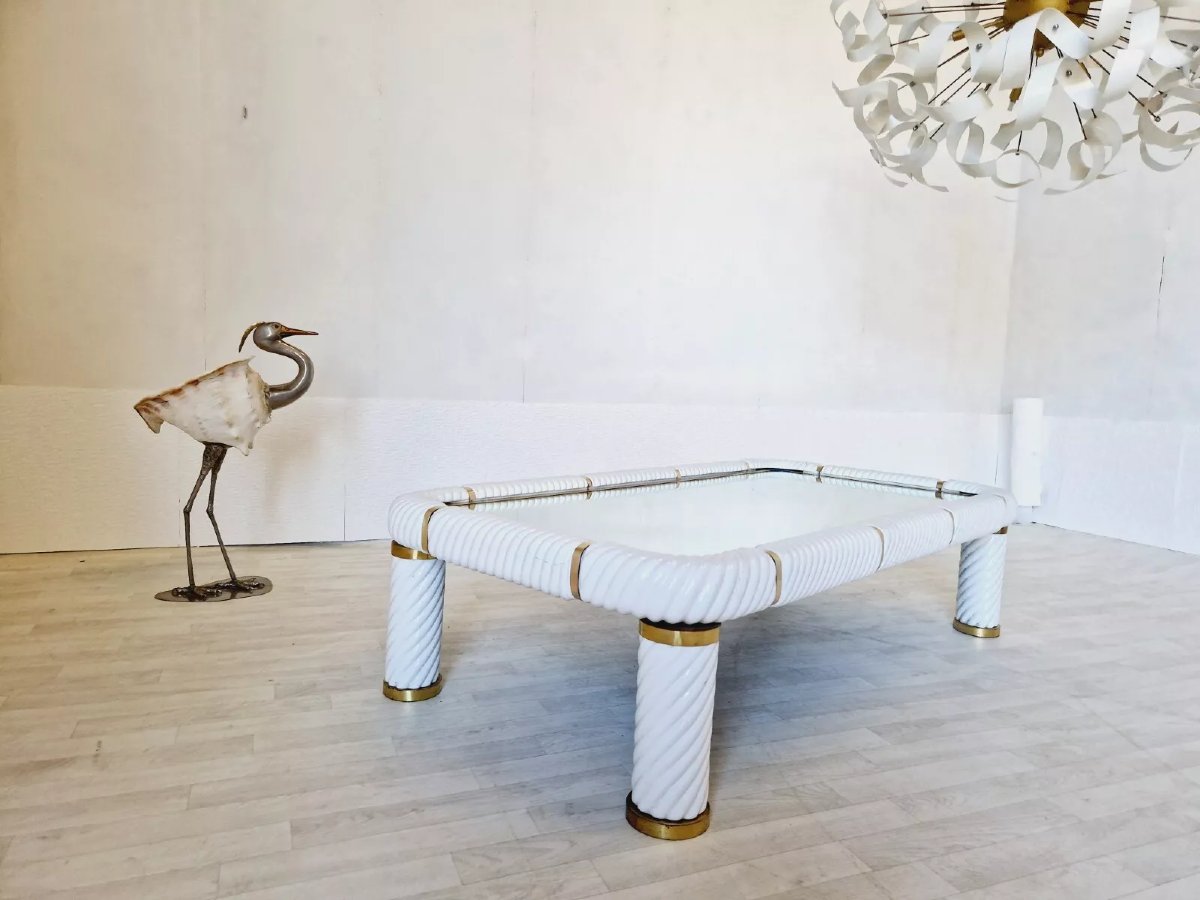 Vintage Tommaso Barbi Hollywood Regency Coffee Table-photo-2