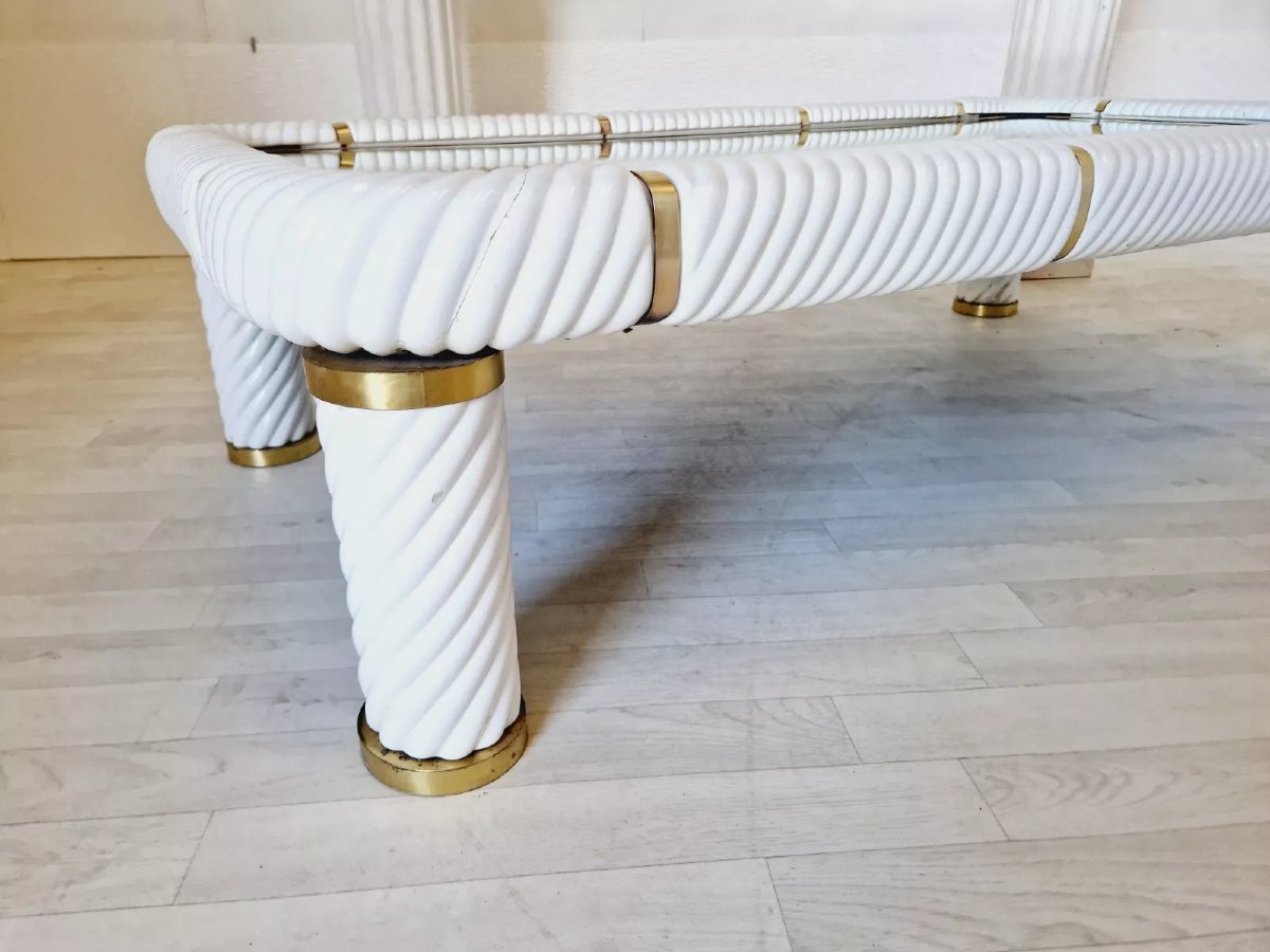 Vintage Tommaso Barbi Hollywood Regency Coffee Table-photo-4