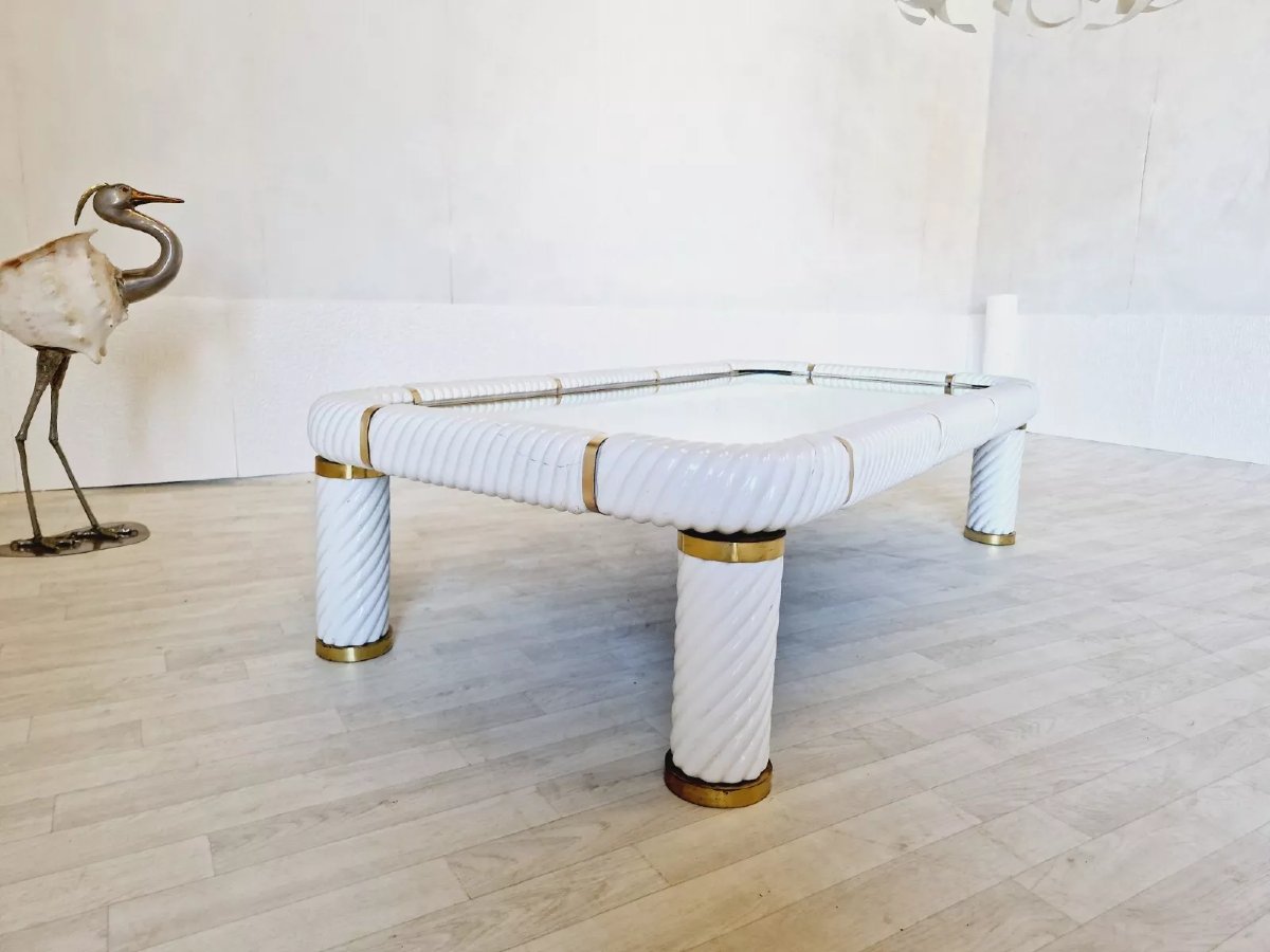 Vintage Tommaso Barbi Hollywood Regency Coffee Table-photo-3