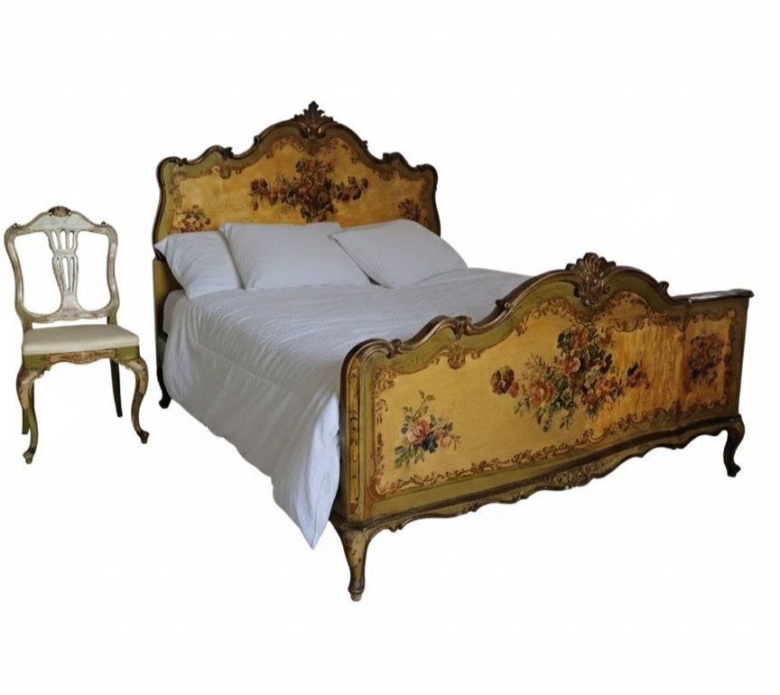 Antique Venetian Bed And Chair, King Size-photo-2