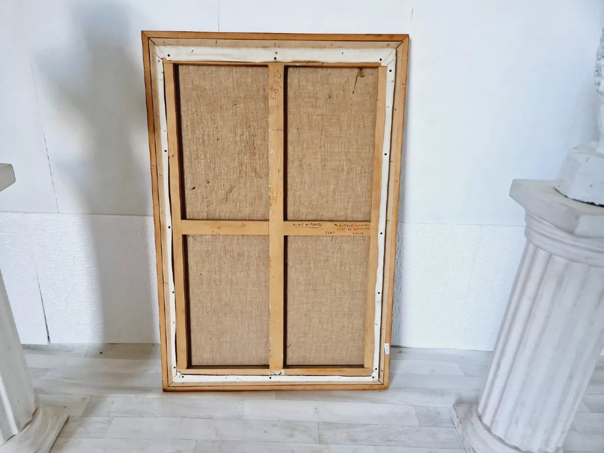 Peinture à l'huile du milieu du XXe siècle, Mme Paris, France-photo-6