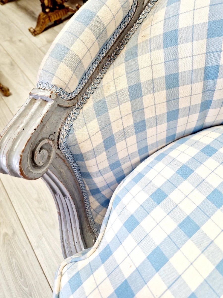 Canapé ancien français de style Louis XVI-photo-2