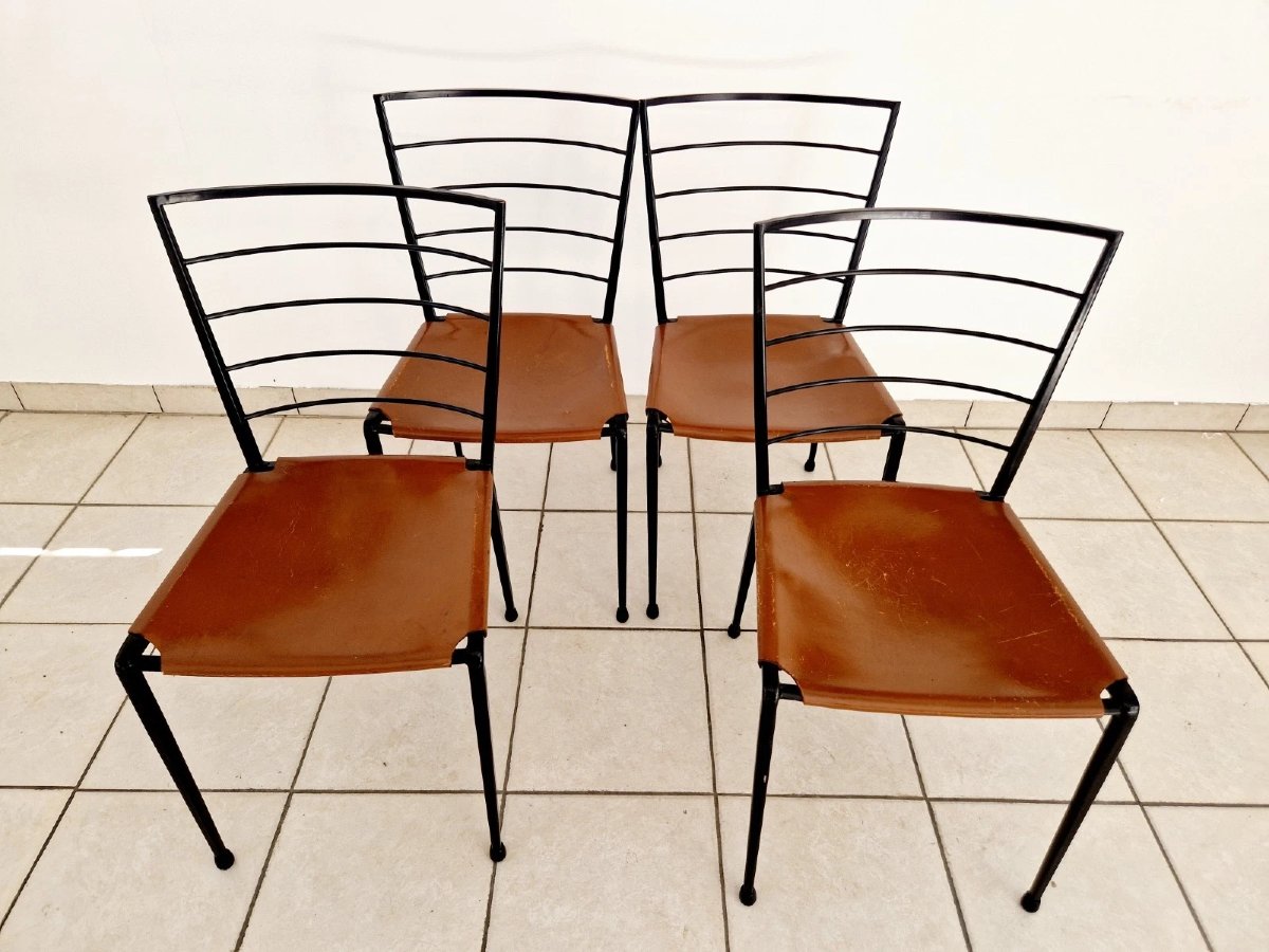 4 Vintage Staples Ladderax Dining Chairs-photo-3