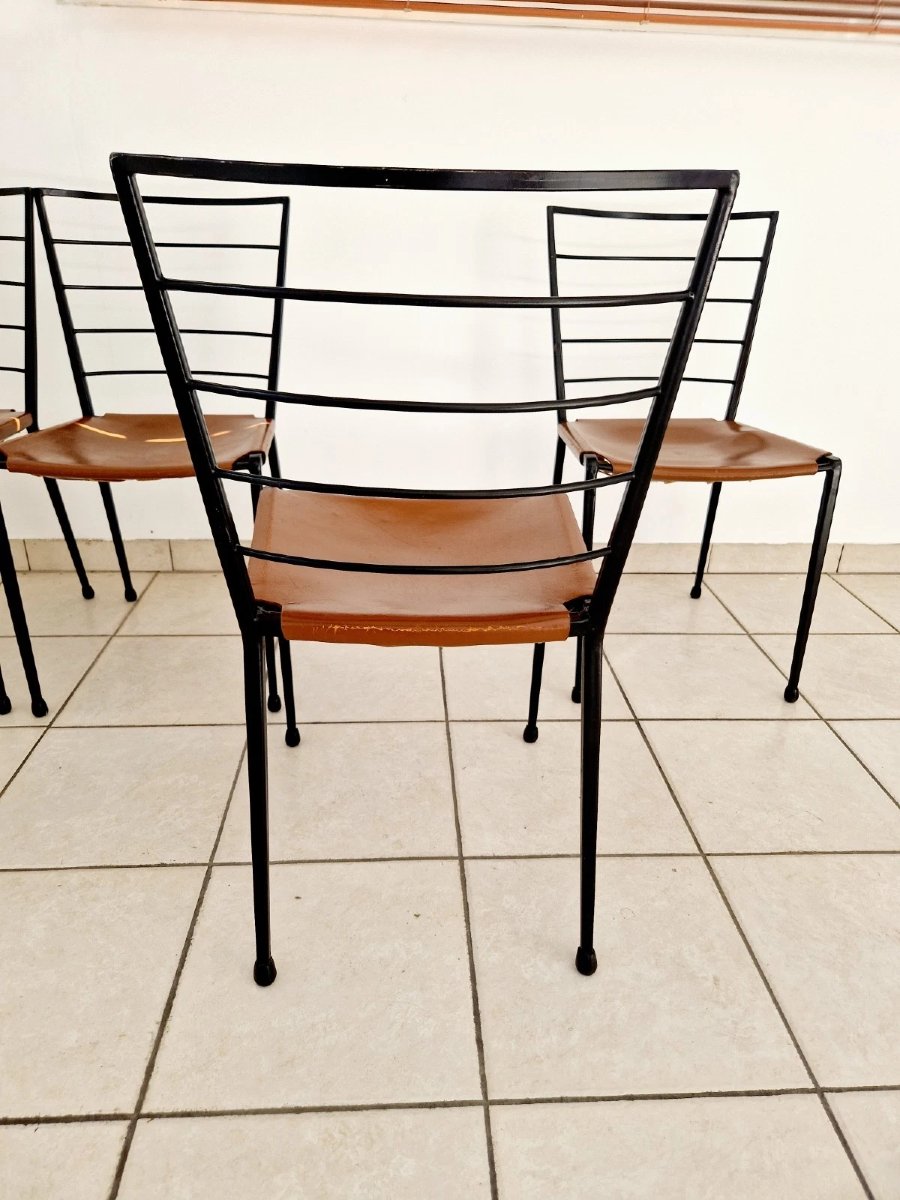 4 Vintage Staples Ladderax Dining Chairs-photo-4