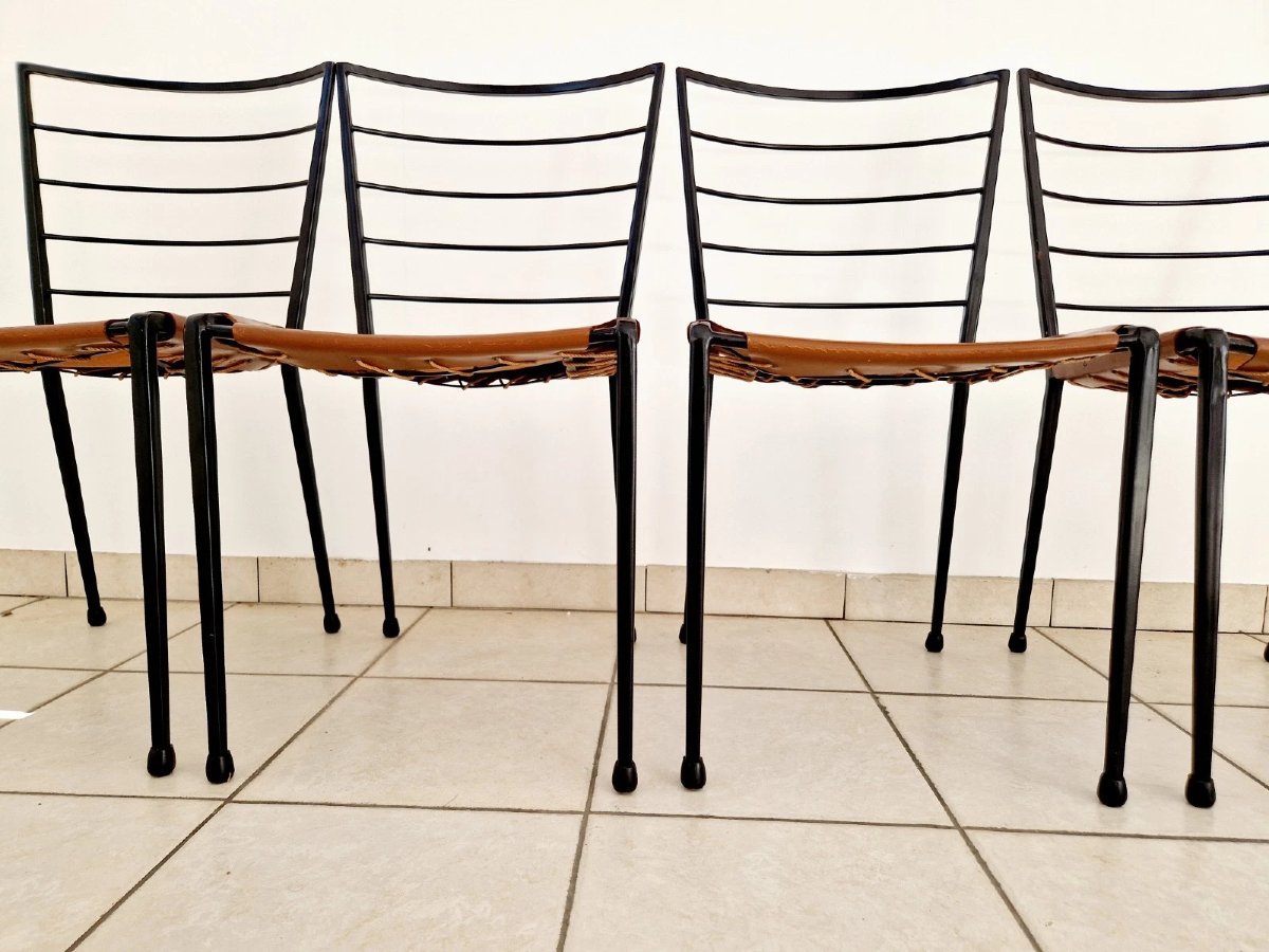 4 Vintage Staples Ladderax Dining Chairs-photo-3