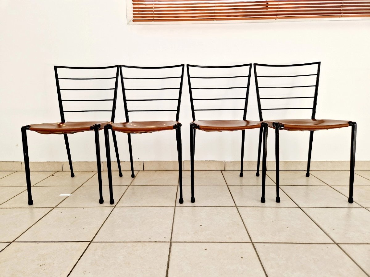 4 Vintage Staples Ladderax Dining Chairs-photo-5