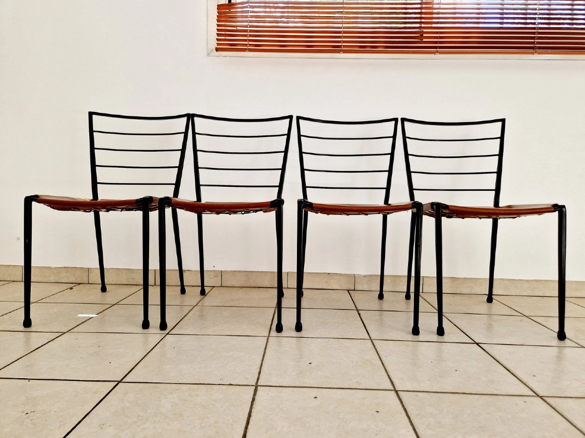 4 Vintage Staples Ladderax Dining Chairs-photo-6