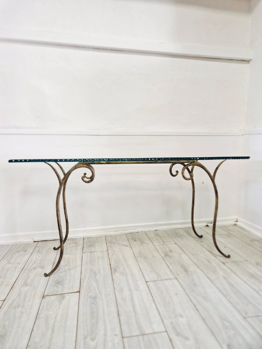 Vintage Console In Glass And Metal-photo-3