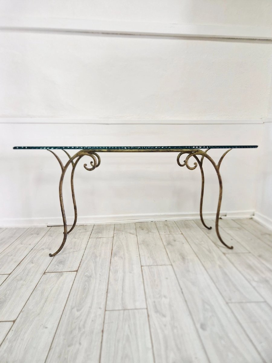 Vintage Console In Glass And Metal-photo-2