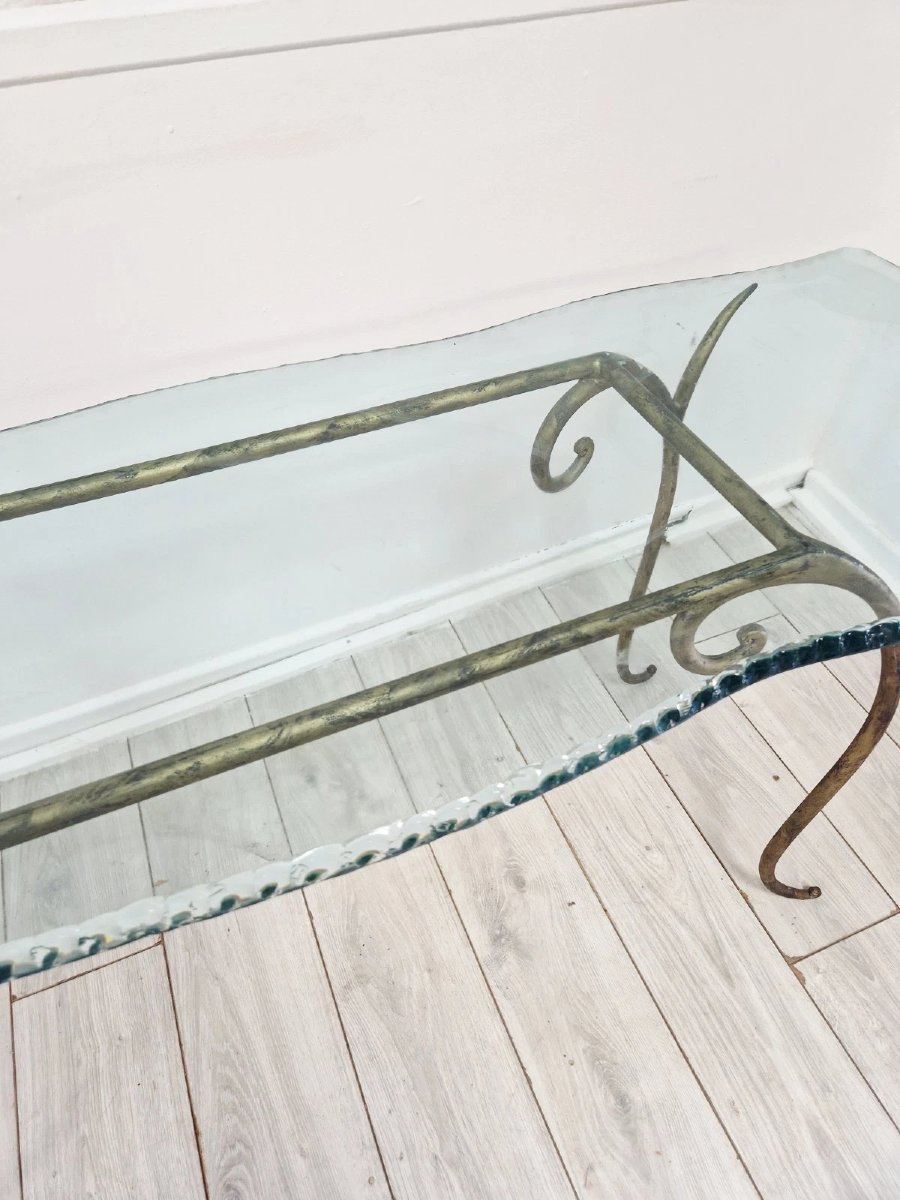 Vintage Console In Glass And Metal-photo-4