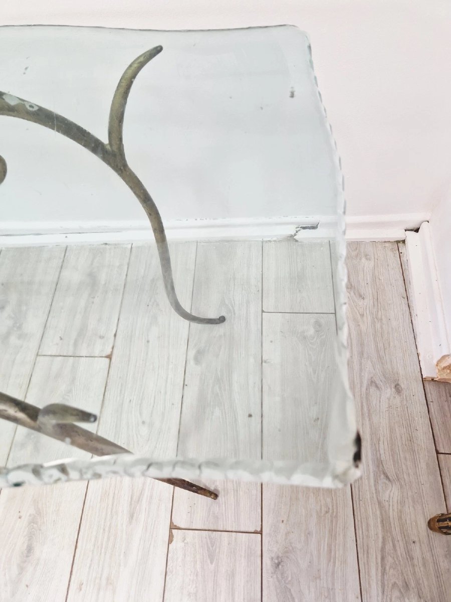 Vintage Console In Glass And Metal-photo-5