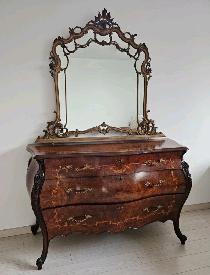 Antique Italian Chest Of Drawers With Gilt Mirror-photo-3