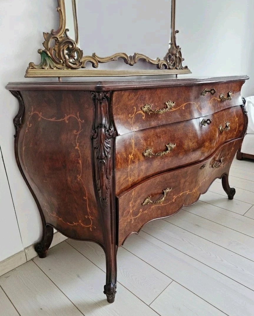 Antique Italian Chest Of Drawers With Gilt Mirror-photo-4