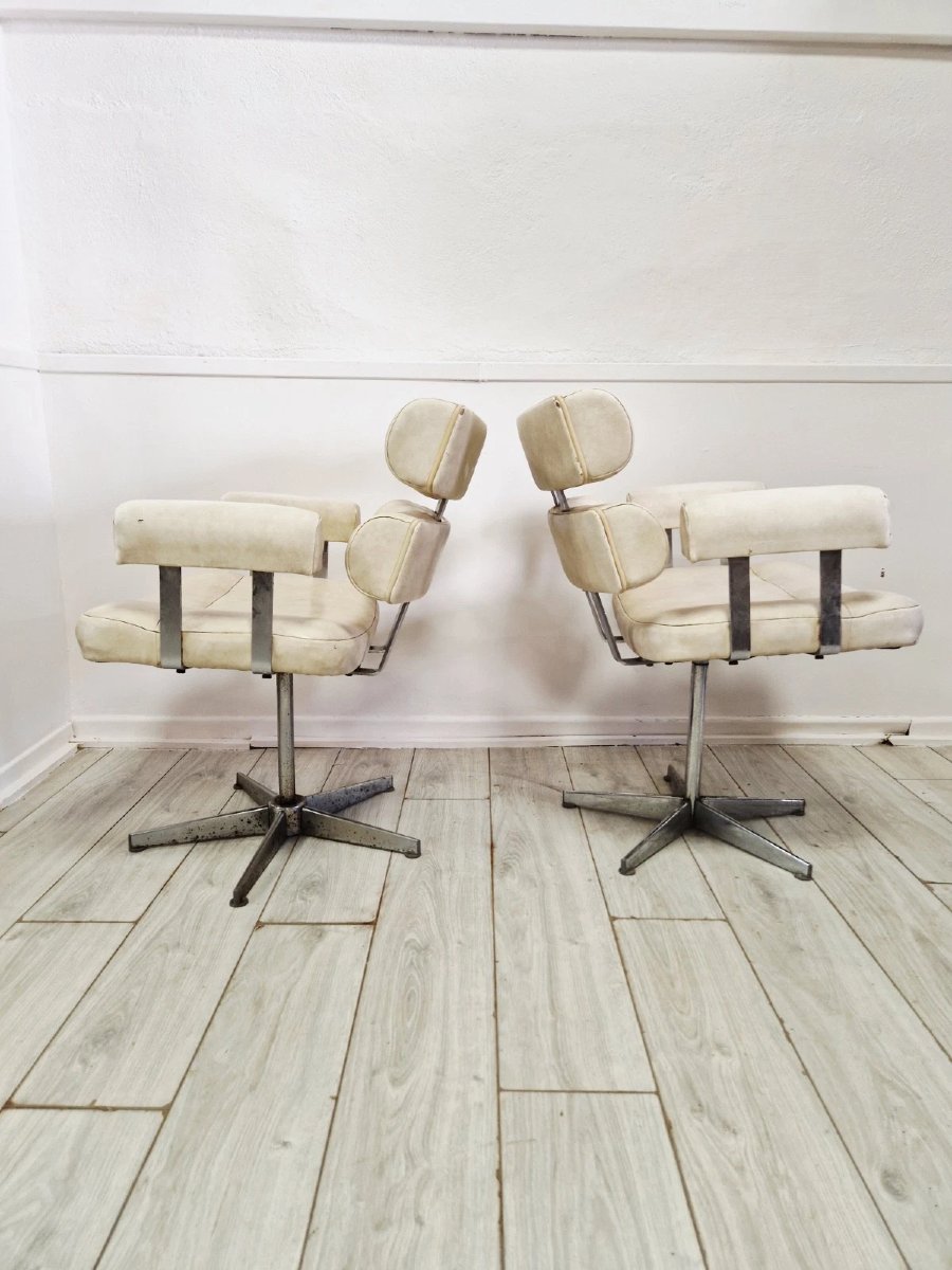 Paire de chaises de barbier italiennes du milieu du siècle-photo-2