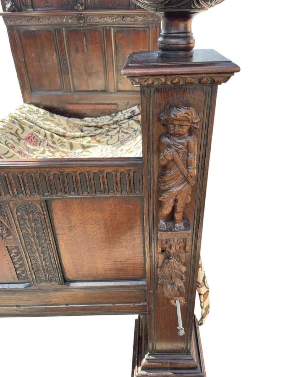 Lit à baldaquin jacobéen antique du XVIIe siècle Sainte-photo-2