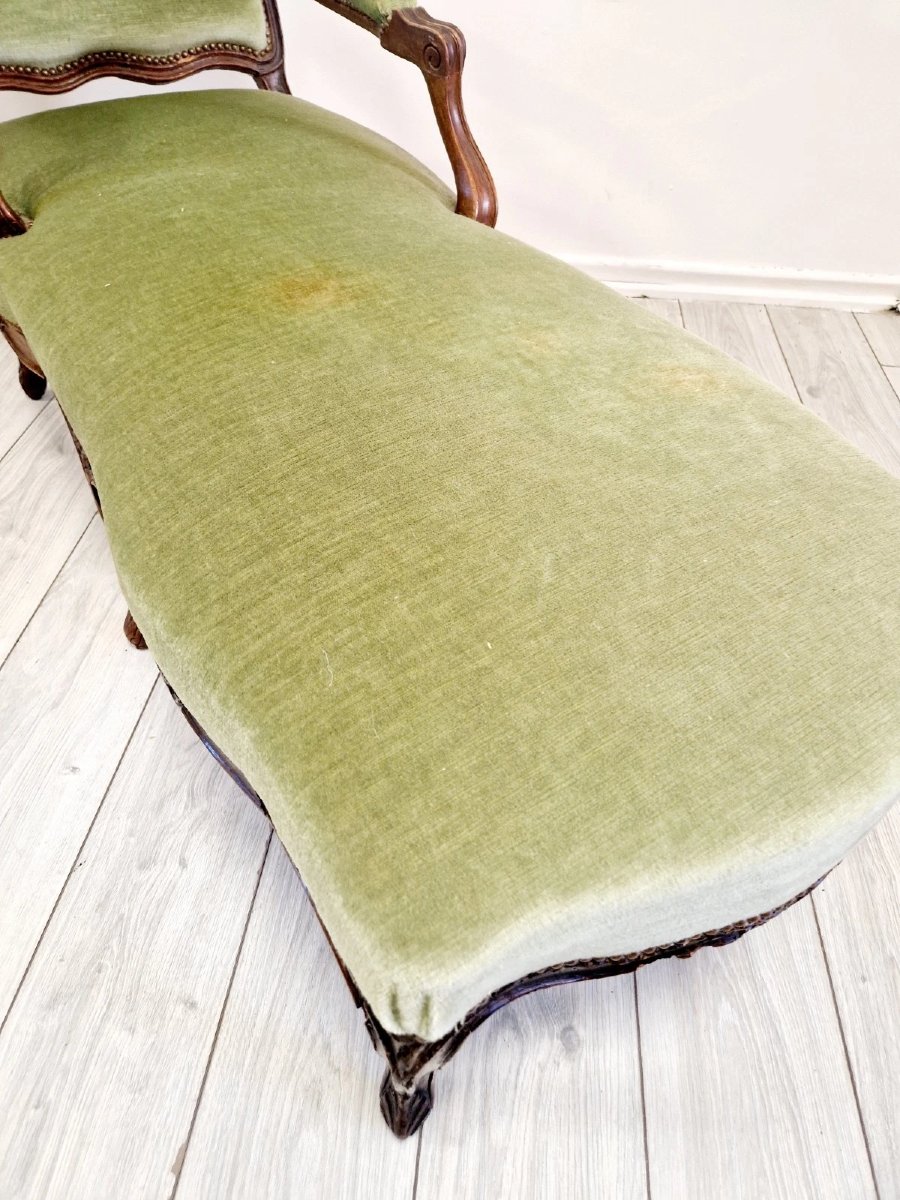 Antique French Chaise Longue Chair Louis XV Style-photo-3