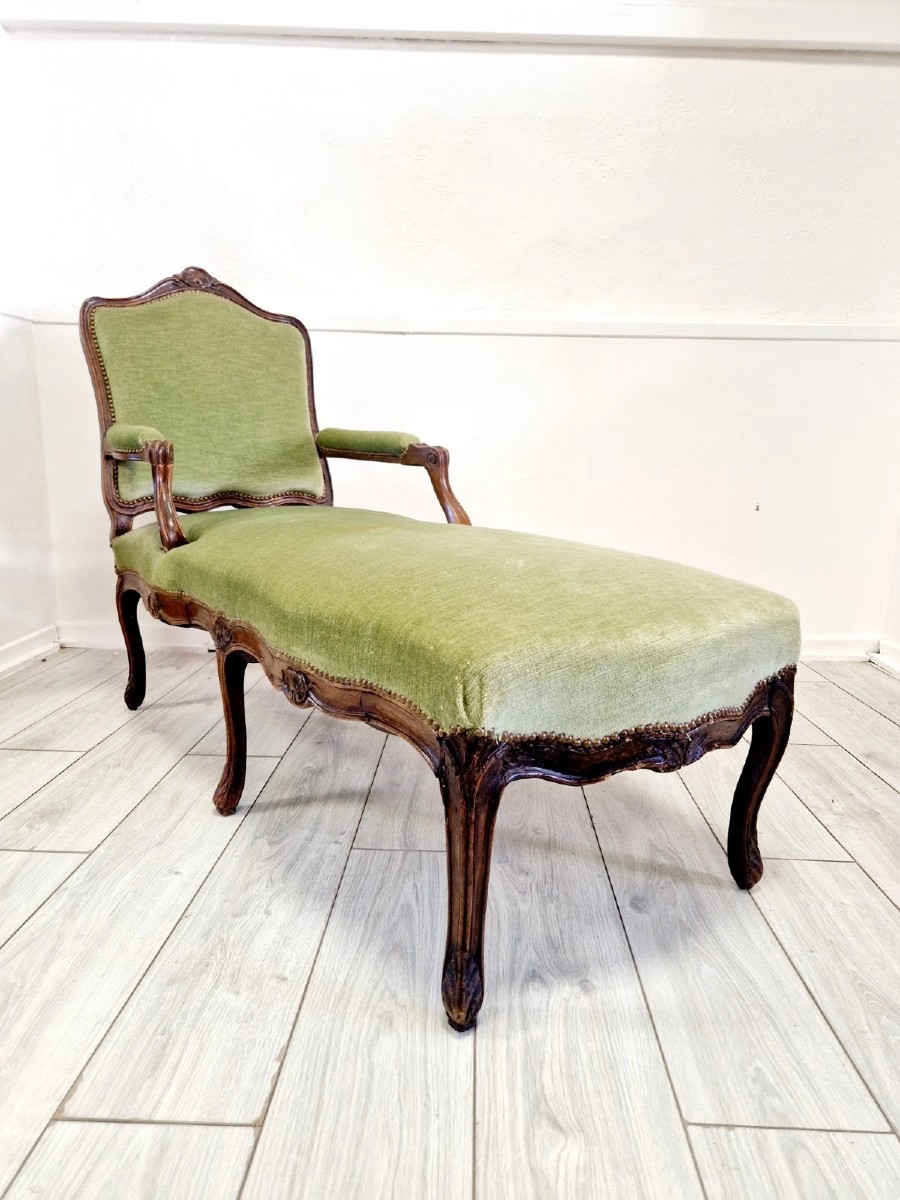 Antique French Chaise Longue Chair Louis XV Style