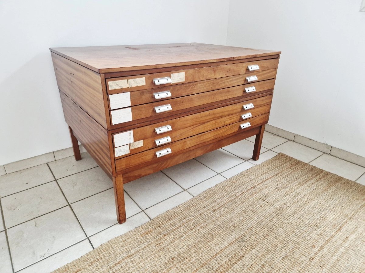 Commode en teck style vintage, style milieu du siècle, avec tiroirs de planification d'architec-photo-2