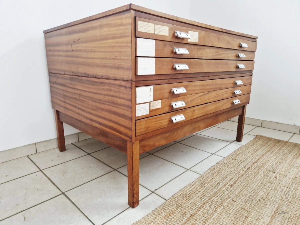 Commode en teck style vintage, style milieu du siècle, avec tiroirs de planification d'architec-photo-6